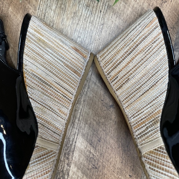 Stuart Weitzman wedge Patton leather wedge woven bamboo open toe - Picture 9 of 15